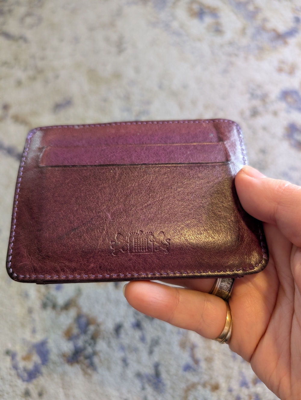 Vintage Burgundy Leather Card Holder - Picture 5 of 5